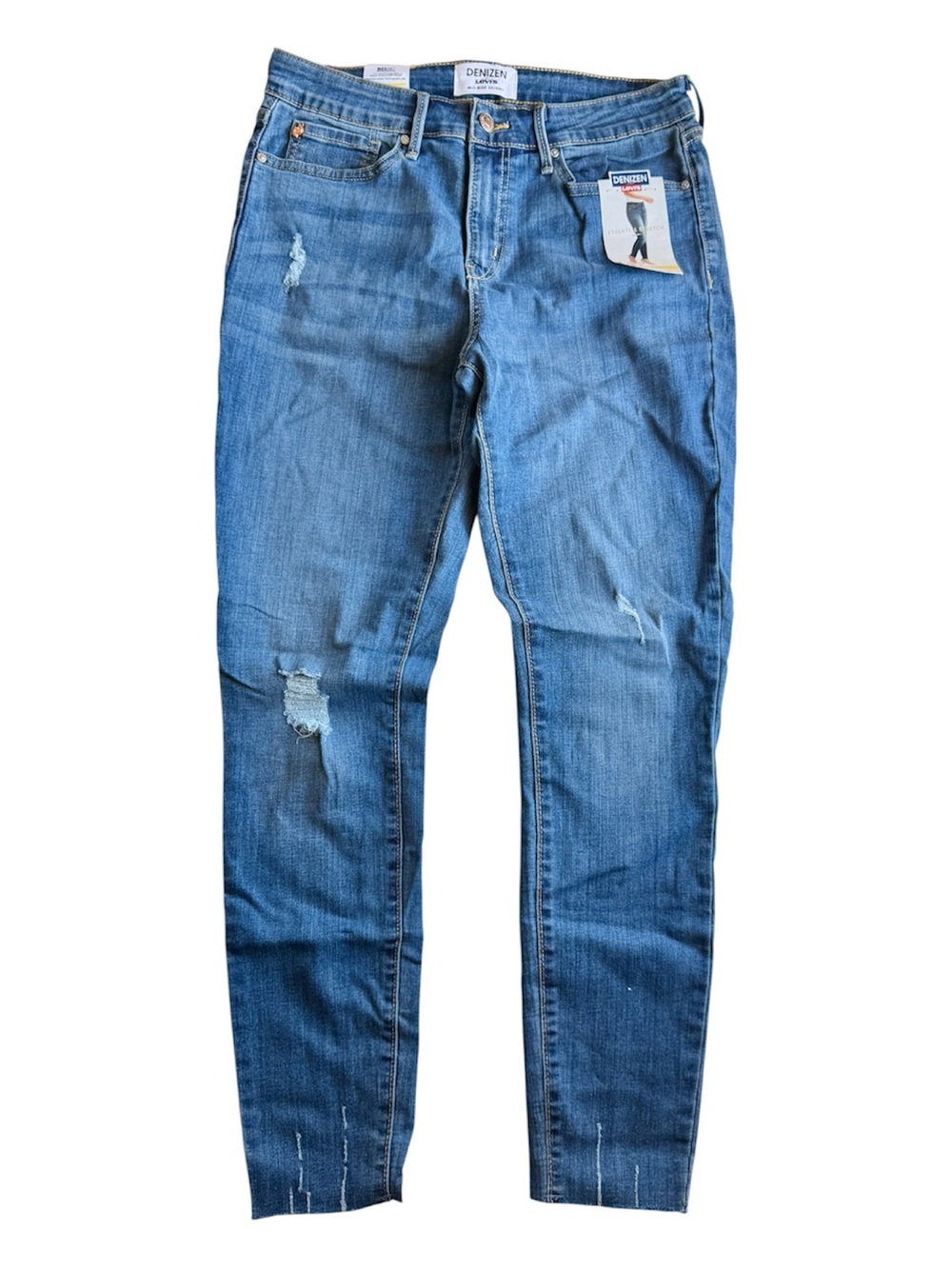 Levi's Women's Distressed Mid Rise Skinny Jean with Raw Hem